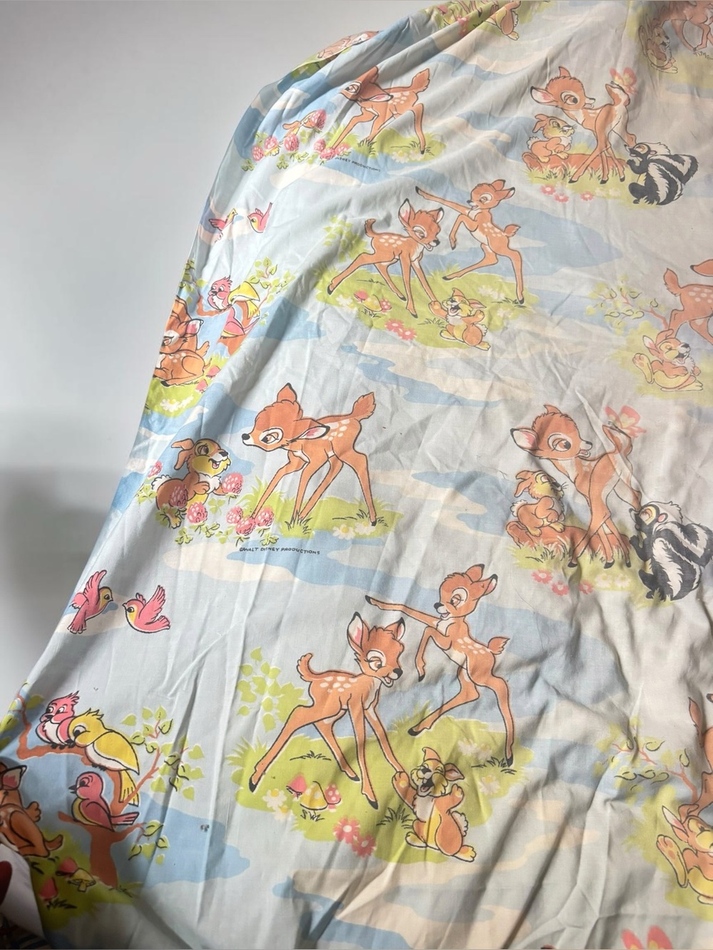 Vintage Disney Bambi Twin Flat Sheet Walt Disney Productions Bedding